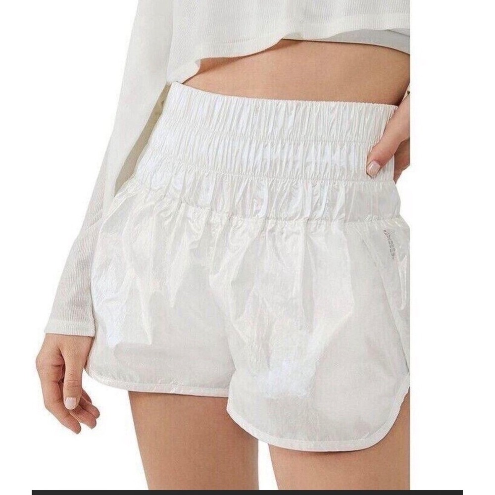 FP Movement The Way Home Shorts White High Rise Smocked Waist Athletic Womens M